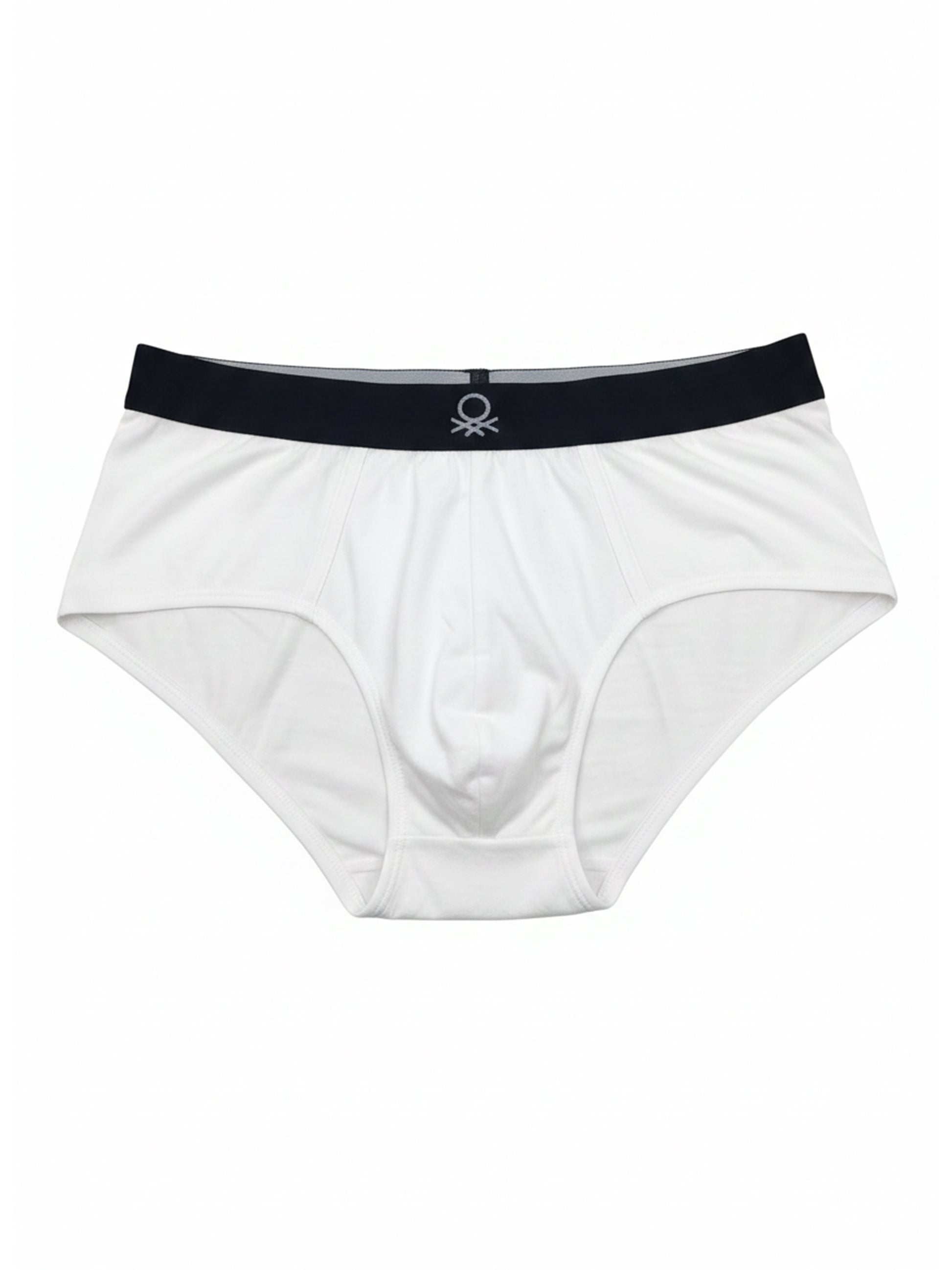 Benetton Men’s Cotton Elastane Brief 01C3096ula06i Pack of 2 | 93% Cotton 7% Elastane Stretch Underwear White Black