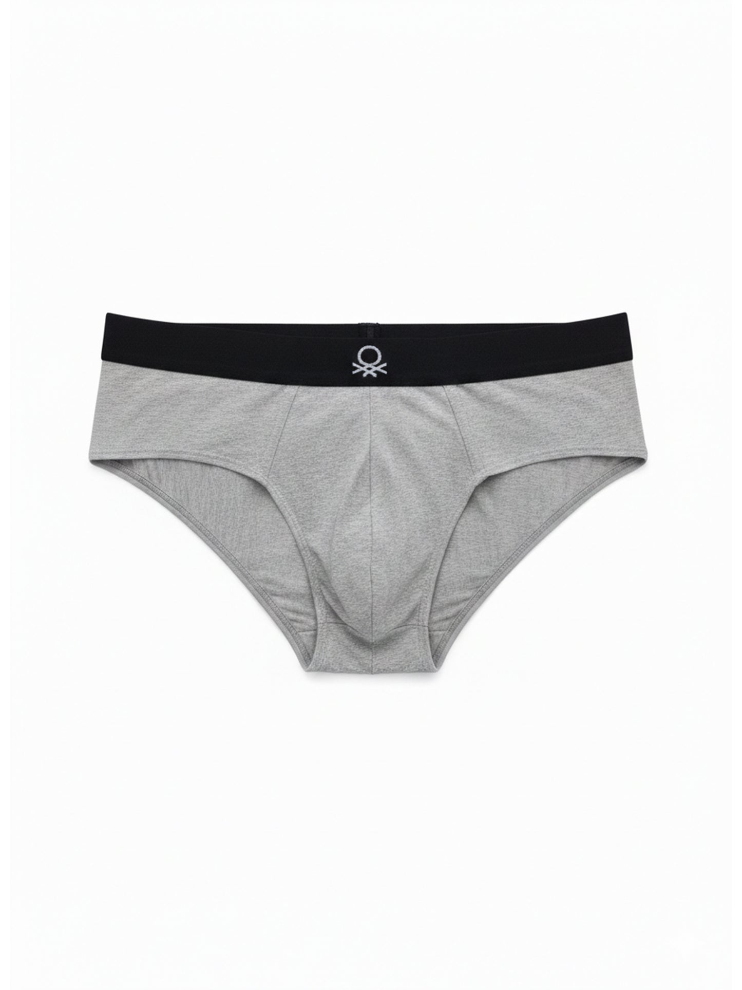 Benetton Men’s Cotton Elastane Brief 01C3096ula06i Pack of 2 | 93% Cotton 7% Elastane Stretch Underwear Grey Melange Black