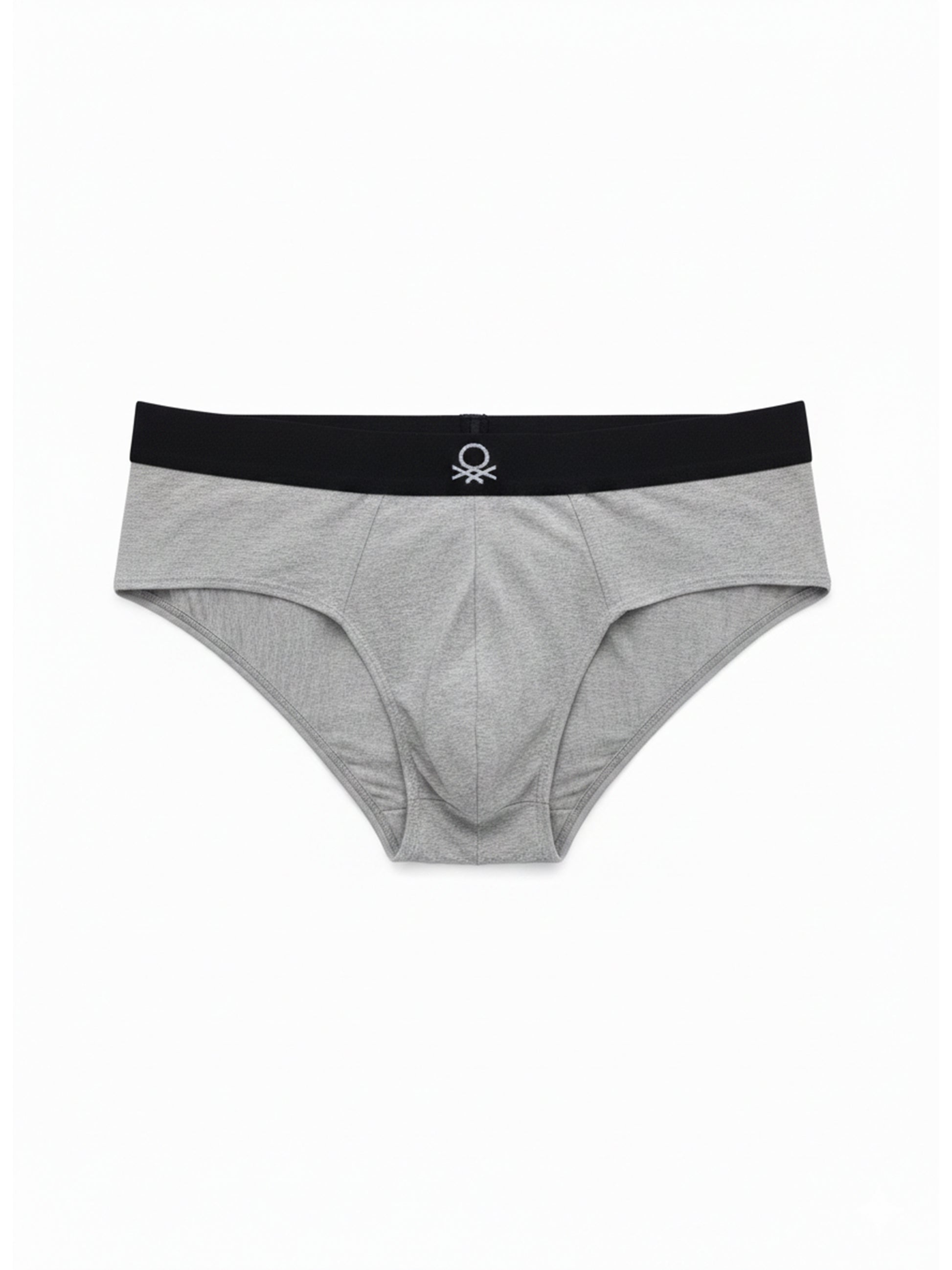 Benetton Men’s Cotton Elastane Brief 01C3096ula06i Pack of 2 | 93% Cotton 7% Elastane Stretch Underwear Grey Melange Black