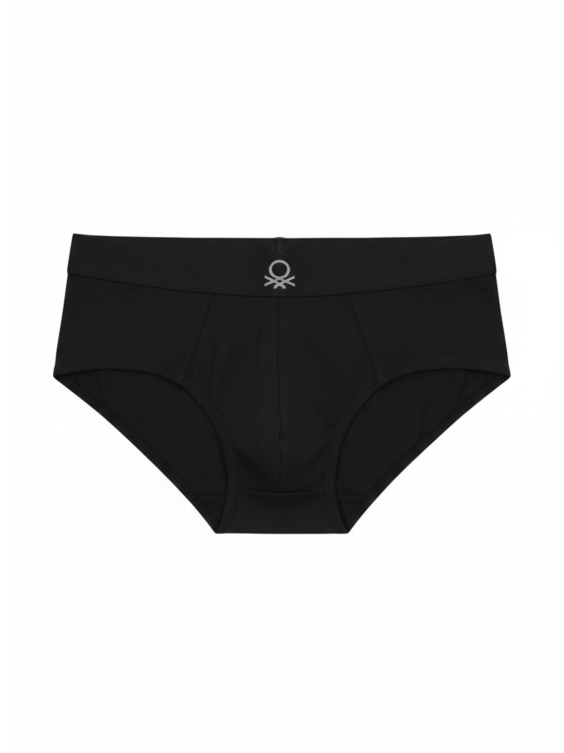 Benetton Men’s Cotton Elastane Brief 01C3096ula06i Pack of 2 | 93% Cotton 7% Elastane Stretch Underwear Grey Melange Black