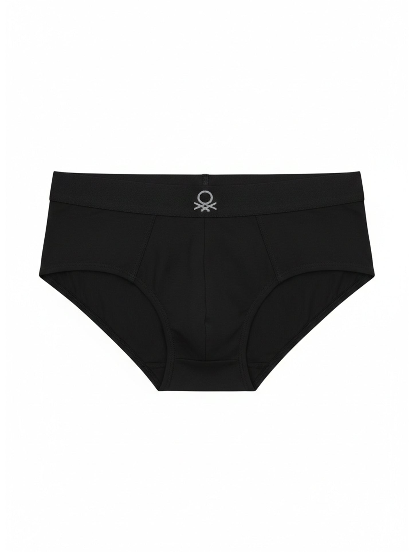 Benetton Men’s Cotton Elastane Brief 01C3096ula06i Pack of 2 | 93% Cotton 7% Elastane Stretch Underwear Drak Grey Melange Black