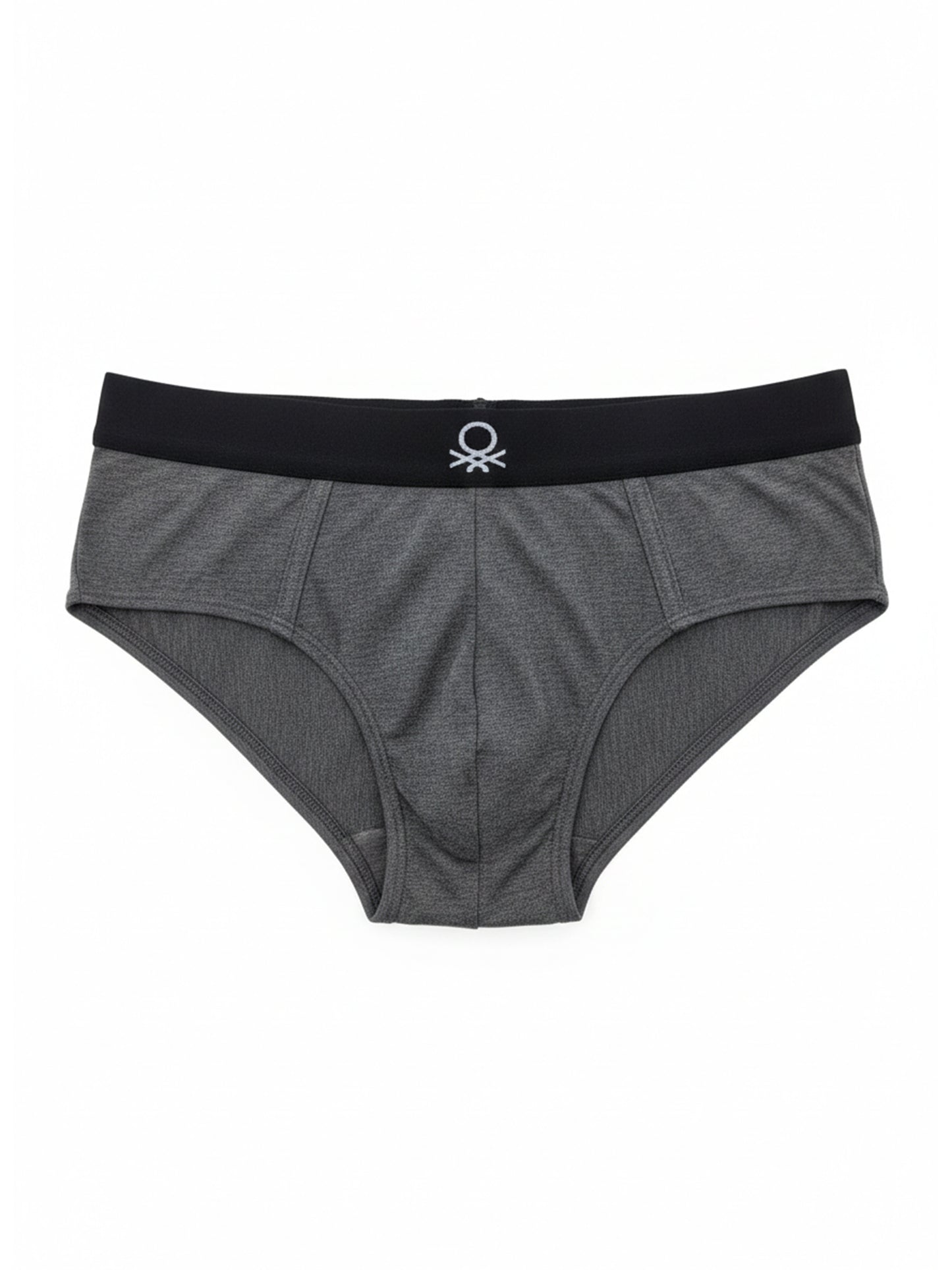 Benetton Men’s Cotton Elastane Brief 01C3096ula06i Pack of 2 | 93% Cotton 7% Elastane Stretch Underwear Drak Grey Melange Black
