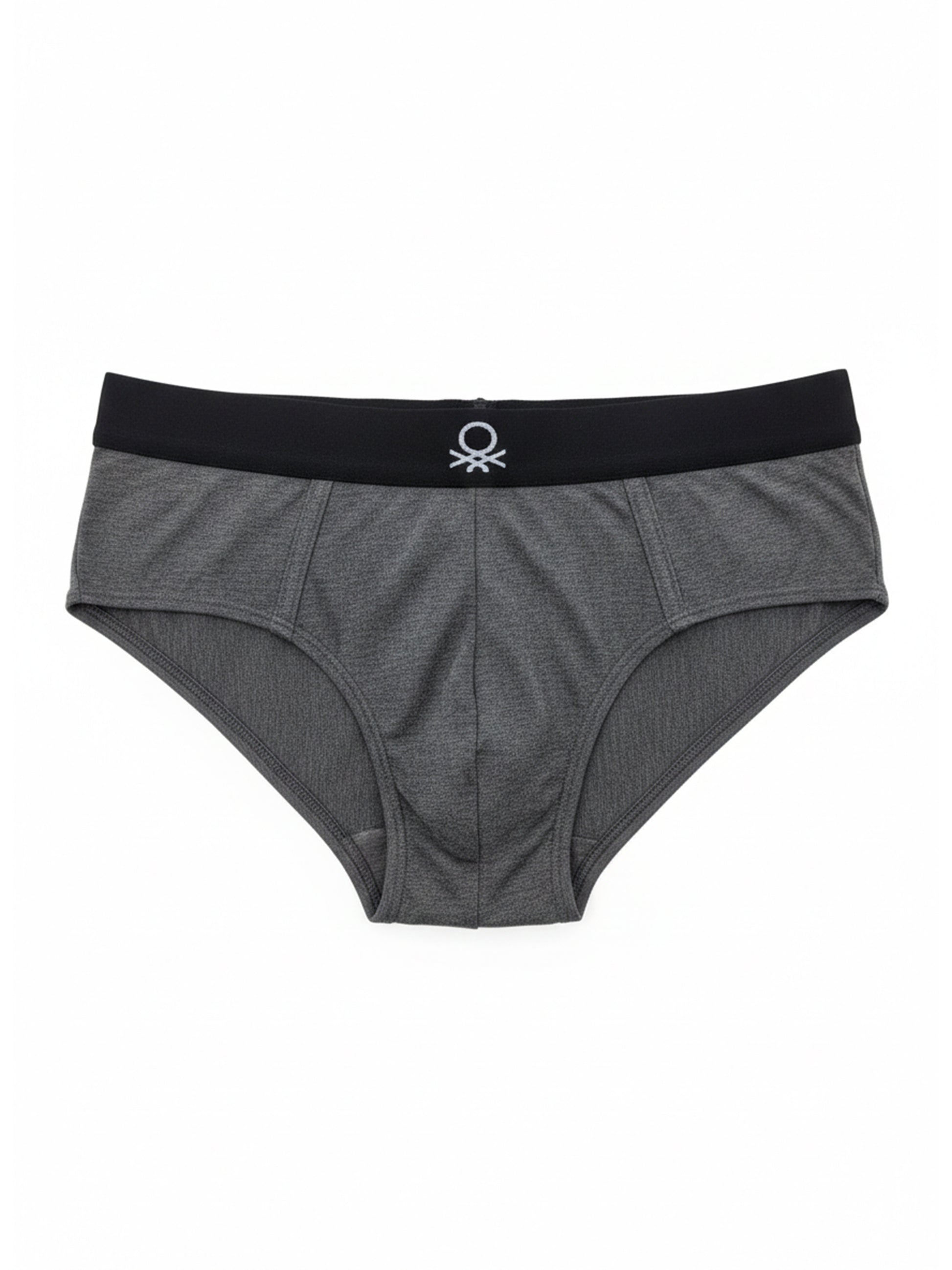 Benetton Men’s Cotton Elastane Brief 01C3096ula06i Pack of 2 | 93% Cotton 7% Elastane Stretch Underwear Bottle Green Dark Grey Melange
