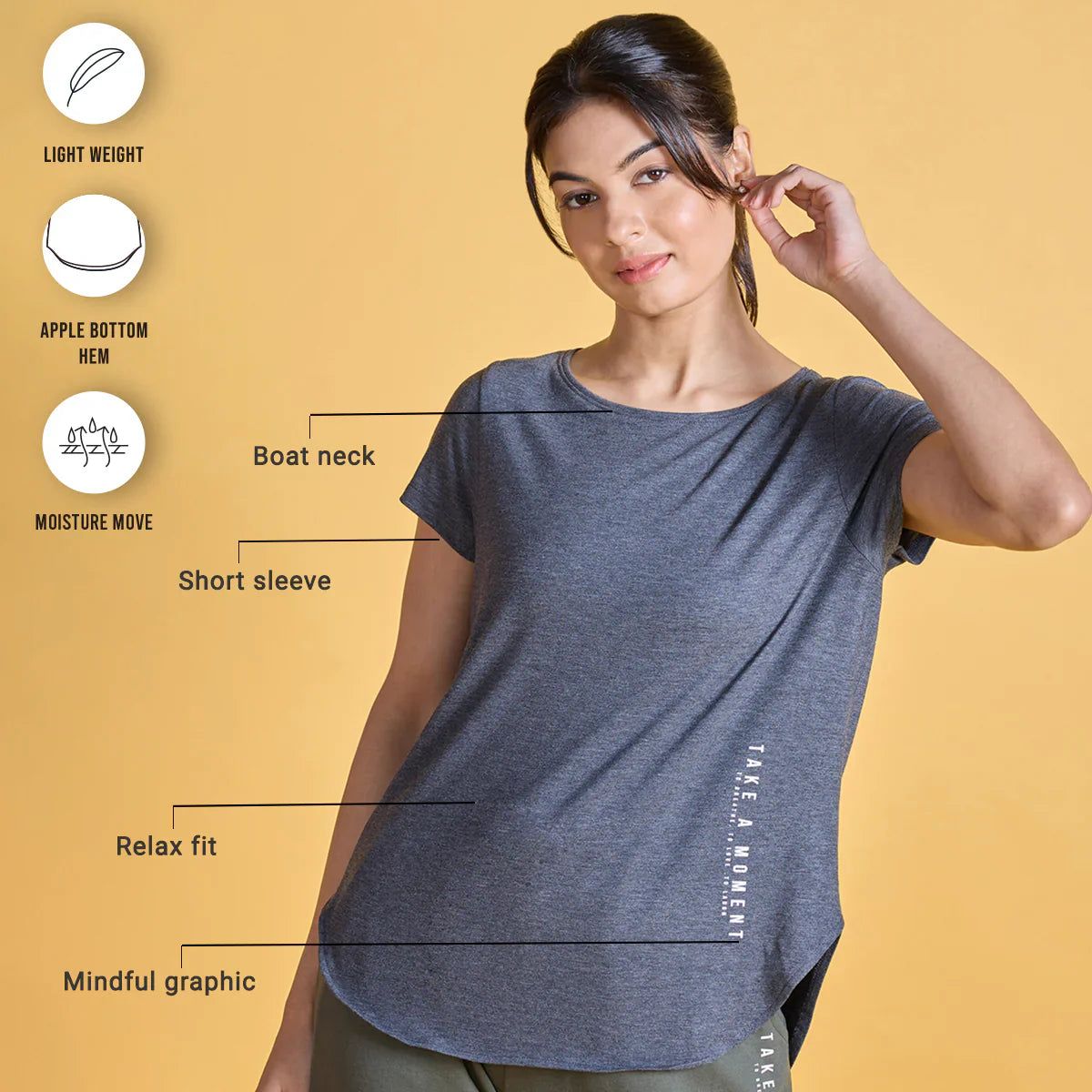Nykd All Day Textured Apple Bottom Tee-NYAT272- 
