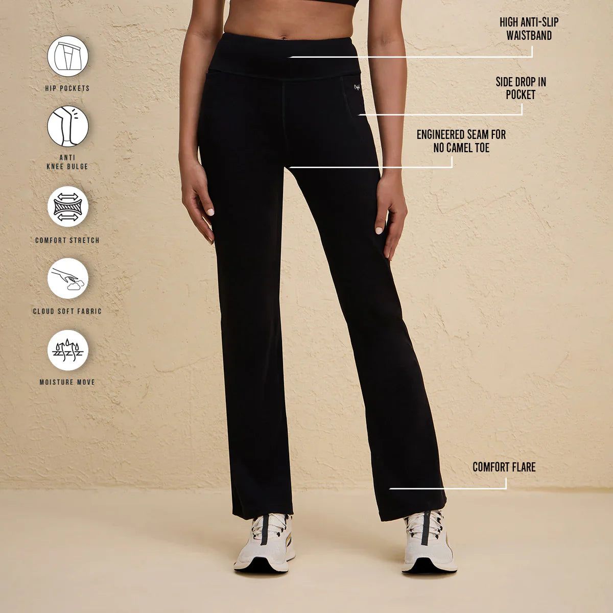 Nykd By Nykaa Iconic Cotton Flare Leggings with Pockets-NYAT503- 