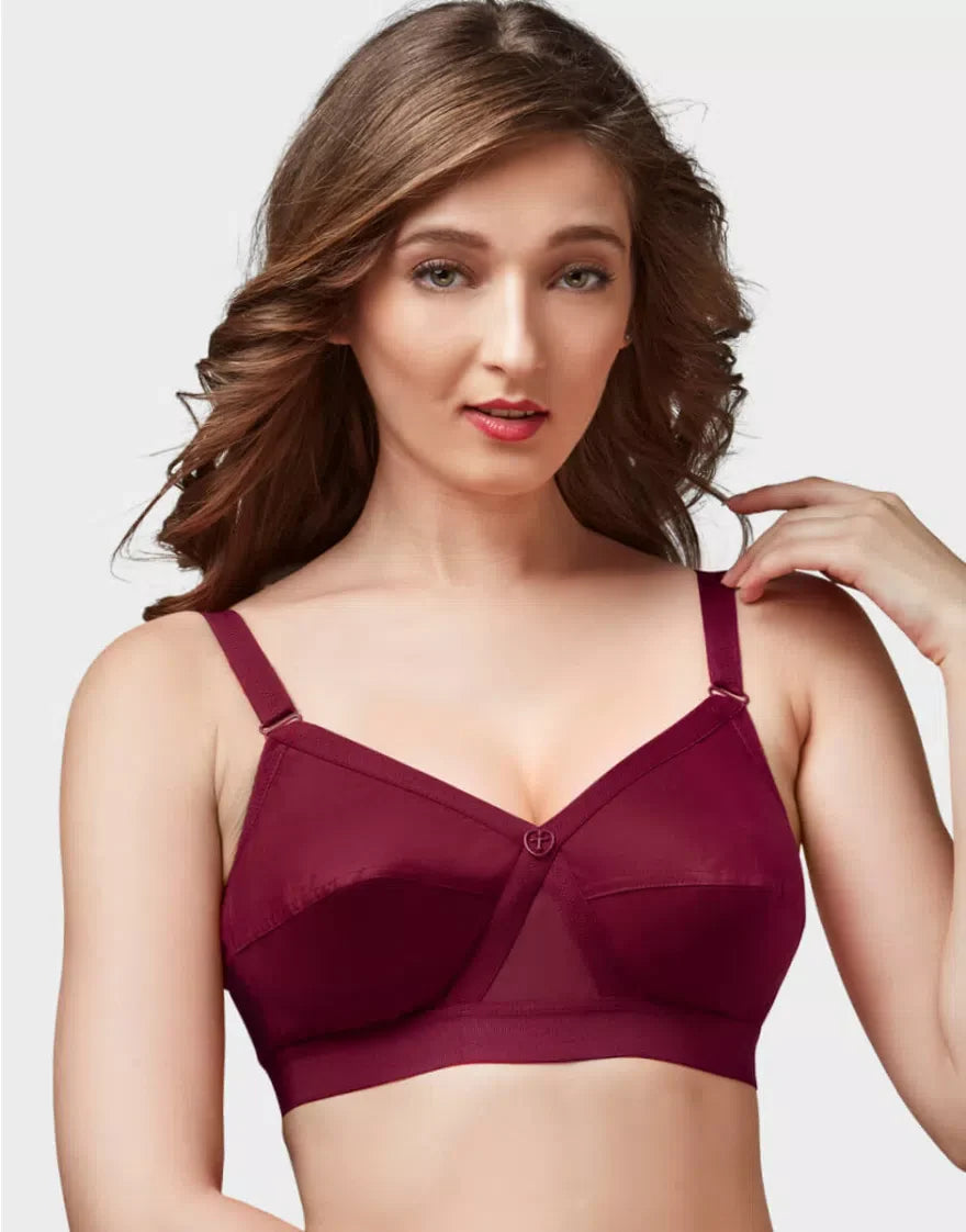 Trylo Krutika Plain Women’s Cotton Bra | Non-Padded Full Coverage | 100% Soft Cotton Comfort