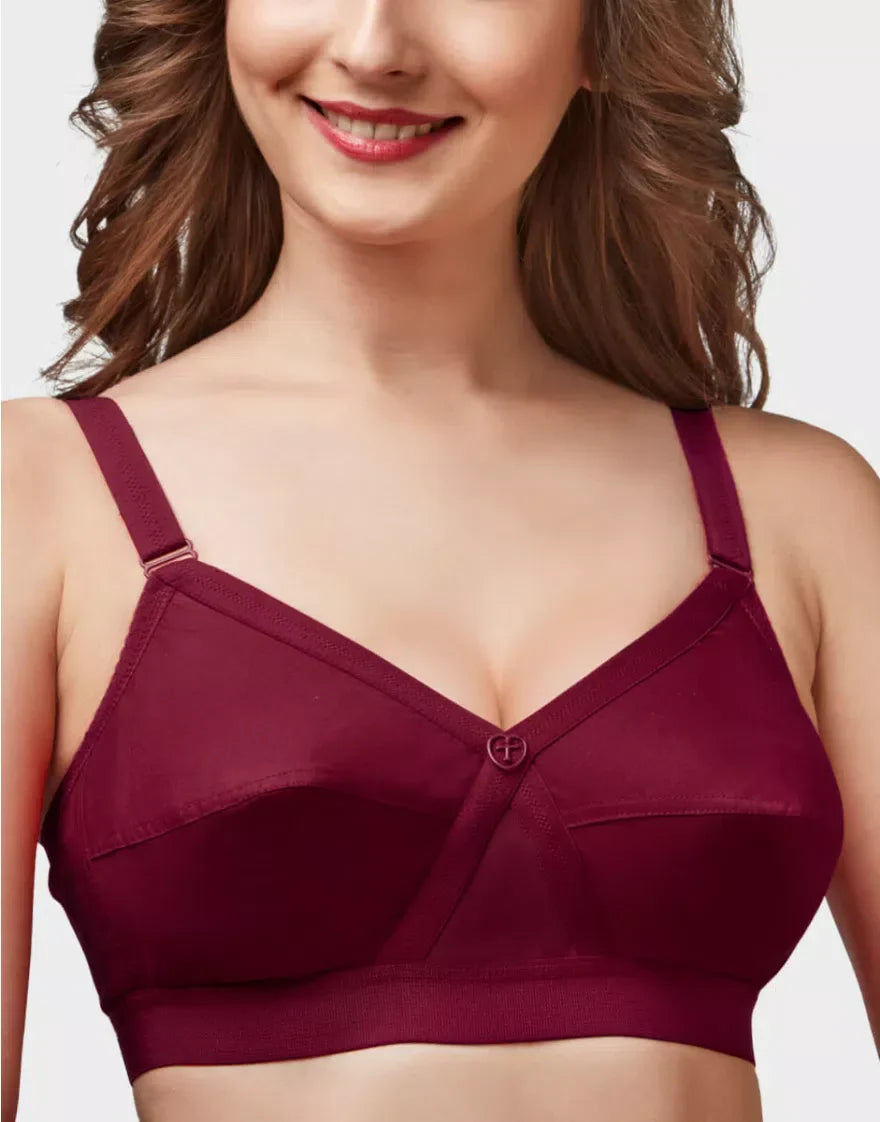 Trylo Krutika Plain Women’s Cotton Bra | Non-Padded Full Coverage | 100% Soft Cotton Comfort