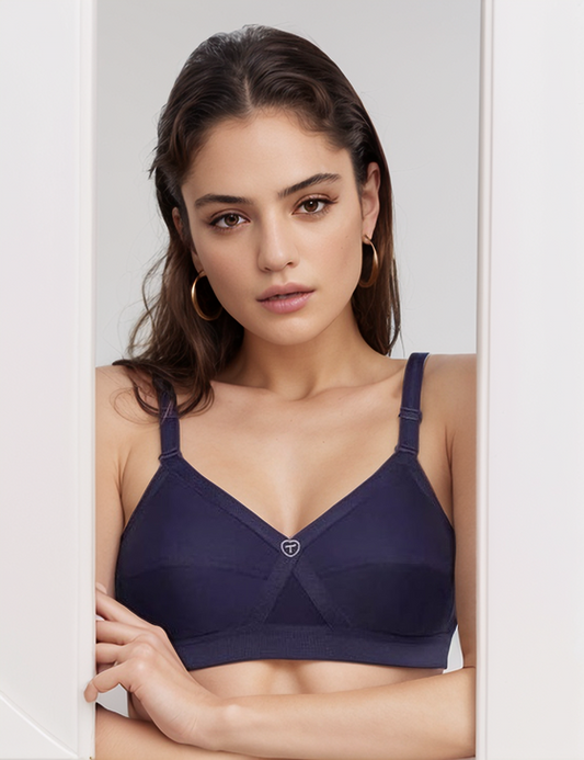 Trylo krutika plain womens cotton non padded bra-4