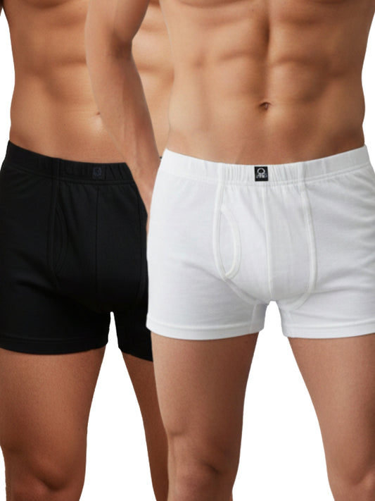Benetton Men’s Cotton Trunk 01C3096ula03i | 100% Cotton Breathable Everyday Underwear White Black