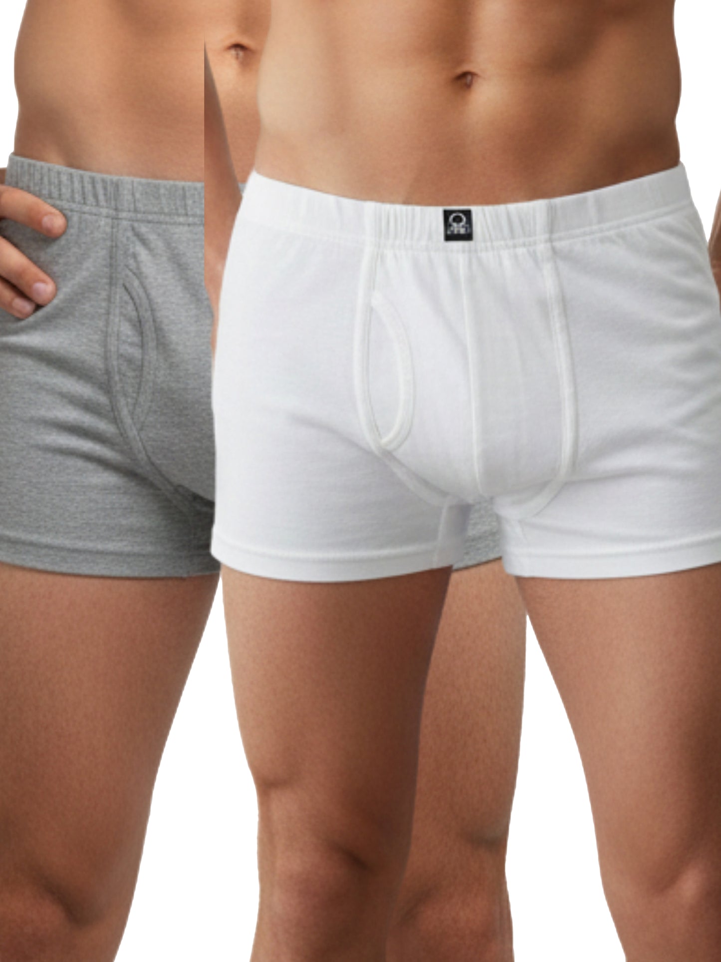 Benetton Men’s Cotton Trunk 01C3096ula03i | 100% Cotton Breathable Everyday Underwear White Grey Melange