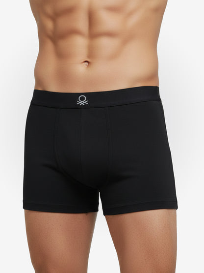 Benetton Men’s Cotton Elastane Trunk 01C3096ula07i | 93% Cotton 7% Elastane | Stretch Fit Premium Underwear Black