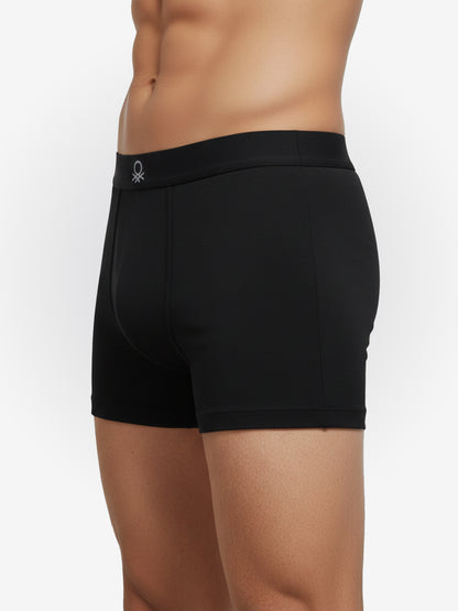 Benetton Men’s Cotton Elastane Trunk 01C3096ula07i | 93% Cotton 7% Elastane | Stretch Fit Premium Underwear Black