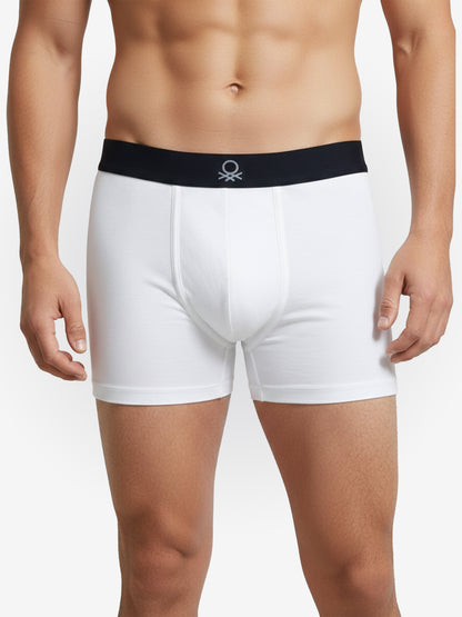 Benetton Men’s Cotton Elastane Trunk 01C3096ula07i | 93% Cotton 7% Elastane | Stretch Fit Premium Underwear White