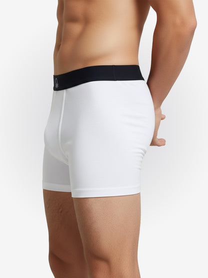 Benetton Men’s Cotton Elastane Trunk 01C3096ula07i | 93% Cotton 7% Elastane | Stretch Fit Premium Underwear White