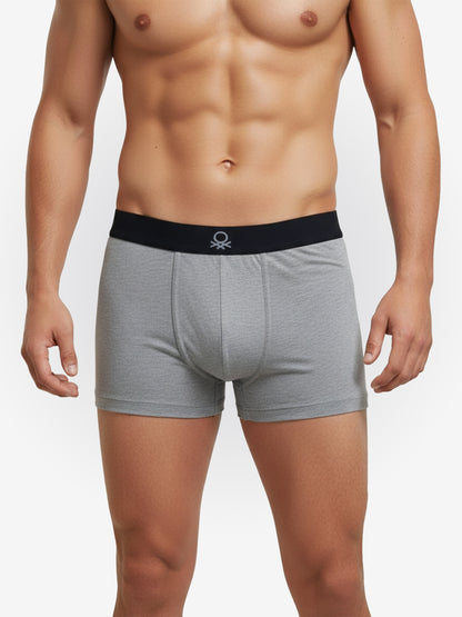 Benetton Men’s Cotton Elastane Trunk 01C3096ula07i | 93% Cotton 7% Elastane | Stretch Fit Premium Underwear Grey Melange