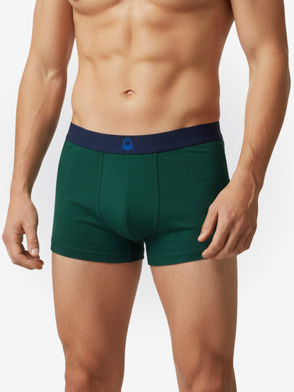 Benetton Men’s Cotton Elastane Trunk 01C3096ula07i | 93% Cotton 7% Elastane | Stretch Fit Premium Underwear Bottle Green