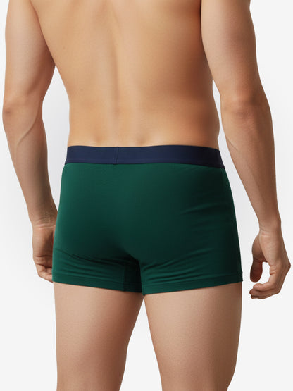 Benetton Men’s Cotton Elastane Trunk 01C3096ula07i | 93% Cotton 7% Elastane | Stretch Fit Premium Underwear Bottle Green