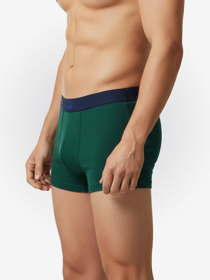Benetton Men’s Cotton Elastane Trunk 01C3096ula07i | 93% Cotton 7% Elastane | Stretch Fit Premium Underwear Bottle Green
