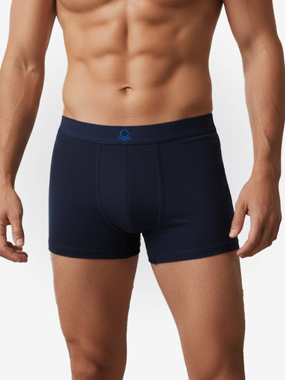 Benetton Men’s Cotton Elastane Trunk 01C3096ula07i | 93% Cotton 7% Elastane | Stretch Fit Premium Underwear Navy