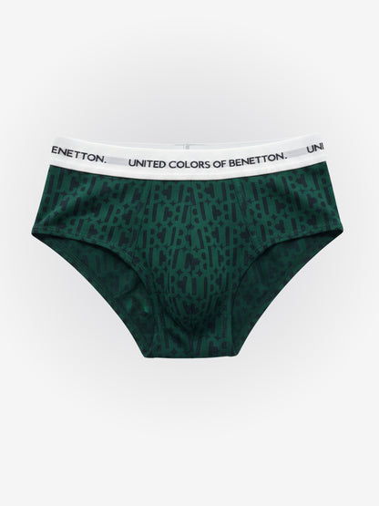 Benetton Men’s Cotton Elastane Brief 01C3096ula08i | Stretch Comfort Everyday Underwear Bottle Green