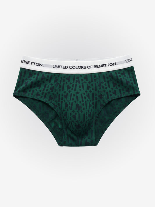 Benetton Men’s Cotton Elastane Brief 01C3096ula08i | Stretch Comfort Everyday Underwear Bottle Green