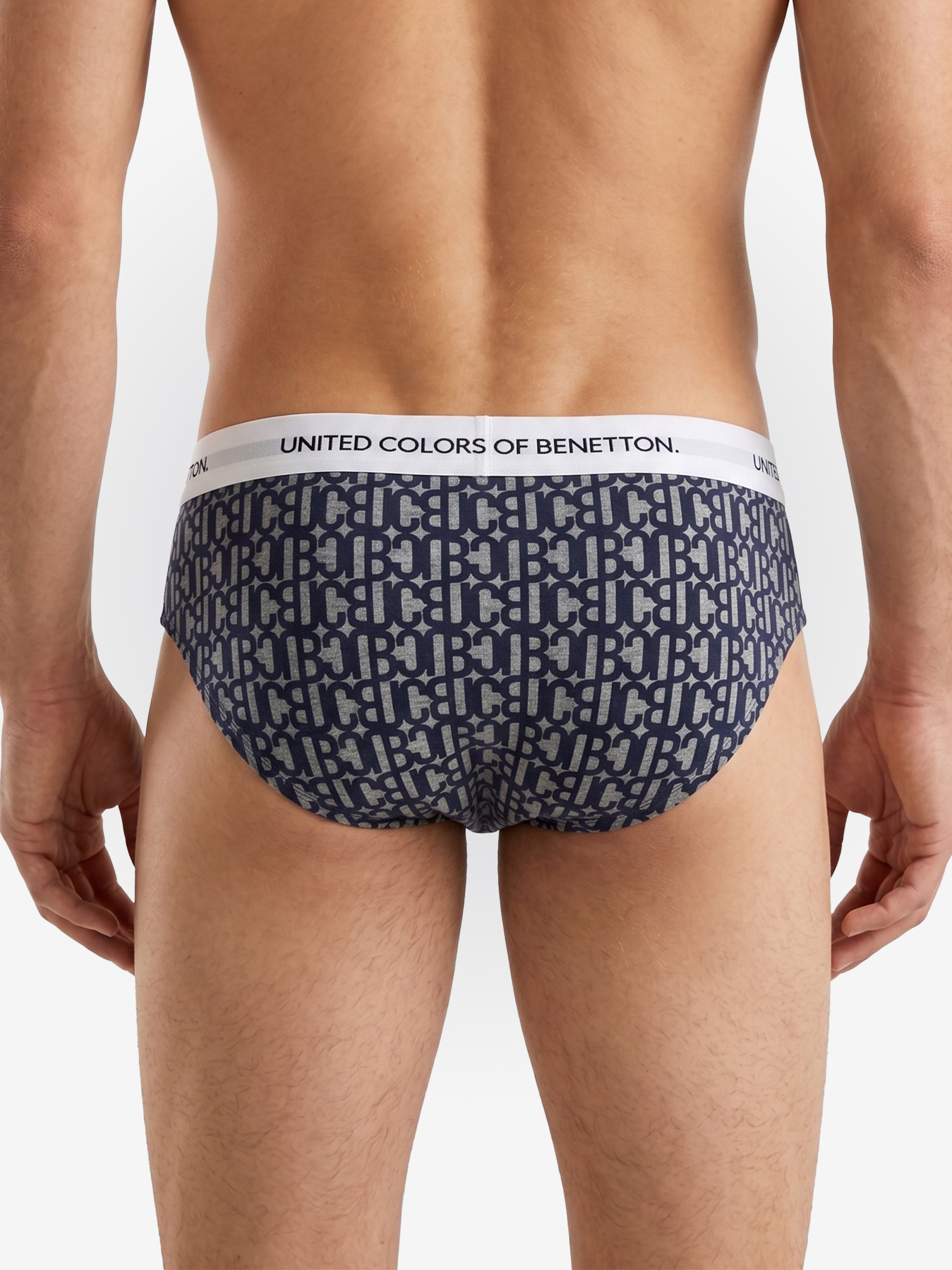 Benetton Men’s Cotton Elastane Brief 01C3096ula08i | Stretch Comfort Everyday Underwear Grey