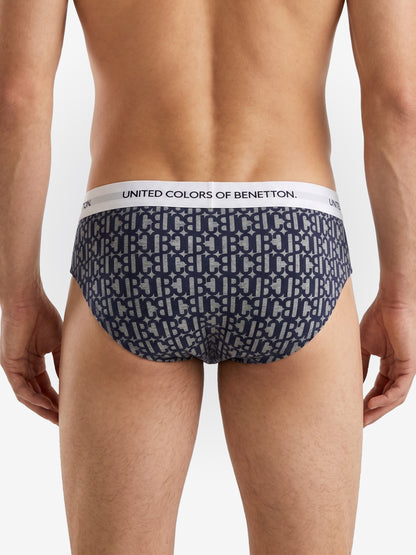 Benetton Men’s Cotton Elastane Brief 01C3096ula08i | Stretch Comfort Everyday Underwear Grey