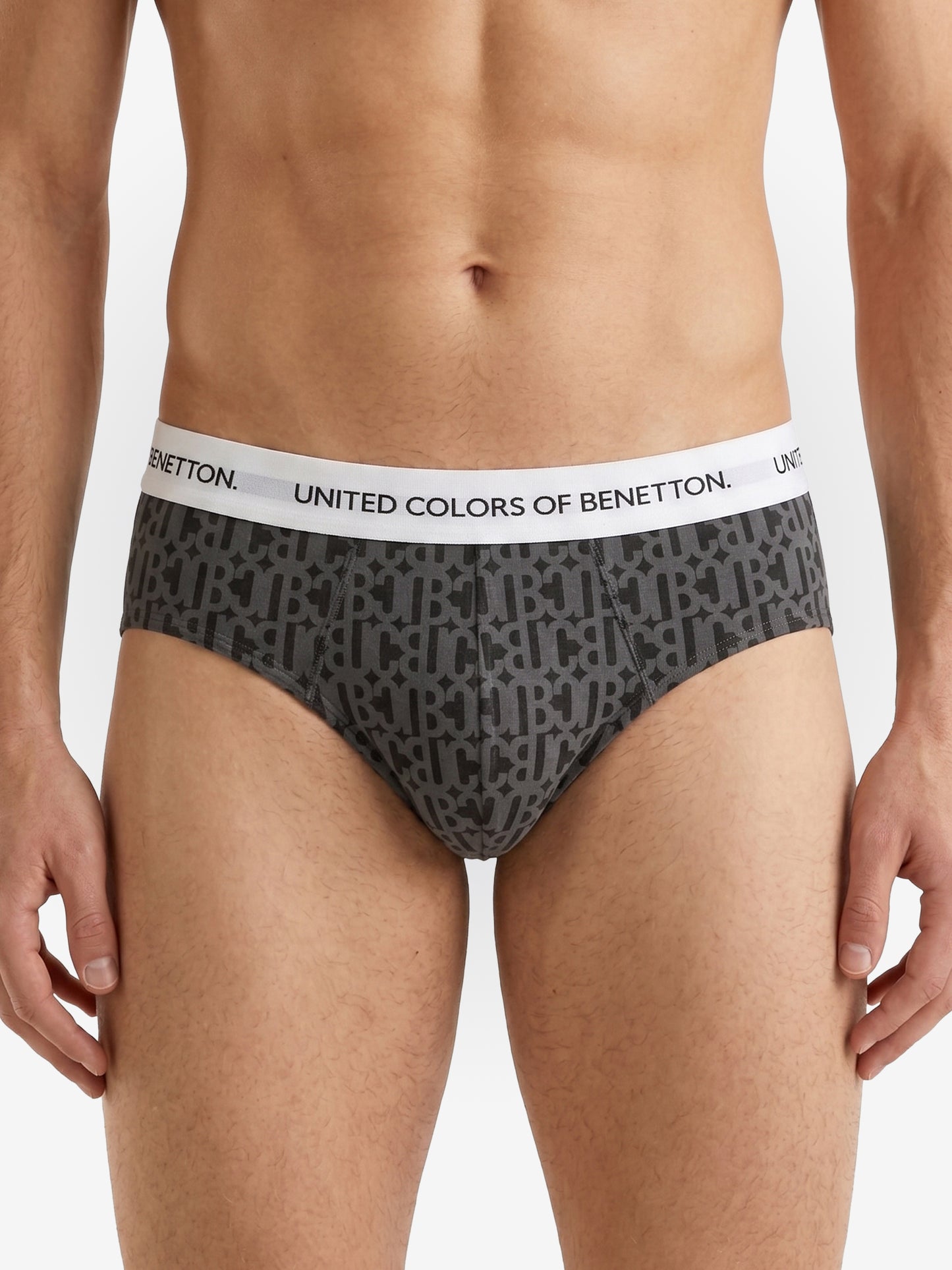 Benetton Men’s Cotton Elastane Brief 01C3096ula08i | Stretch Comfort Everyday Underwear Charcoal