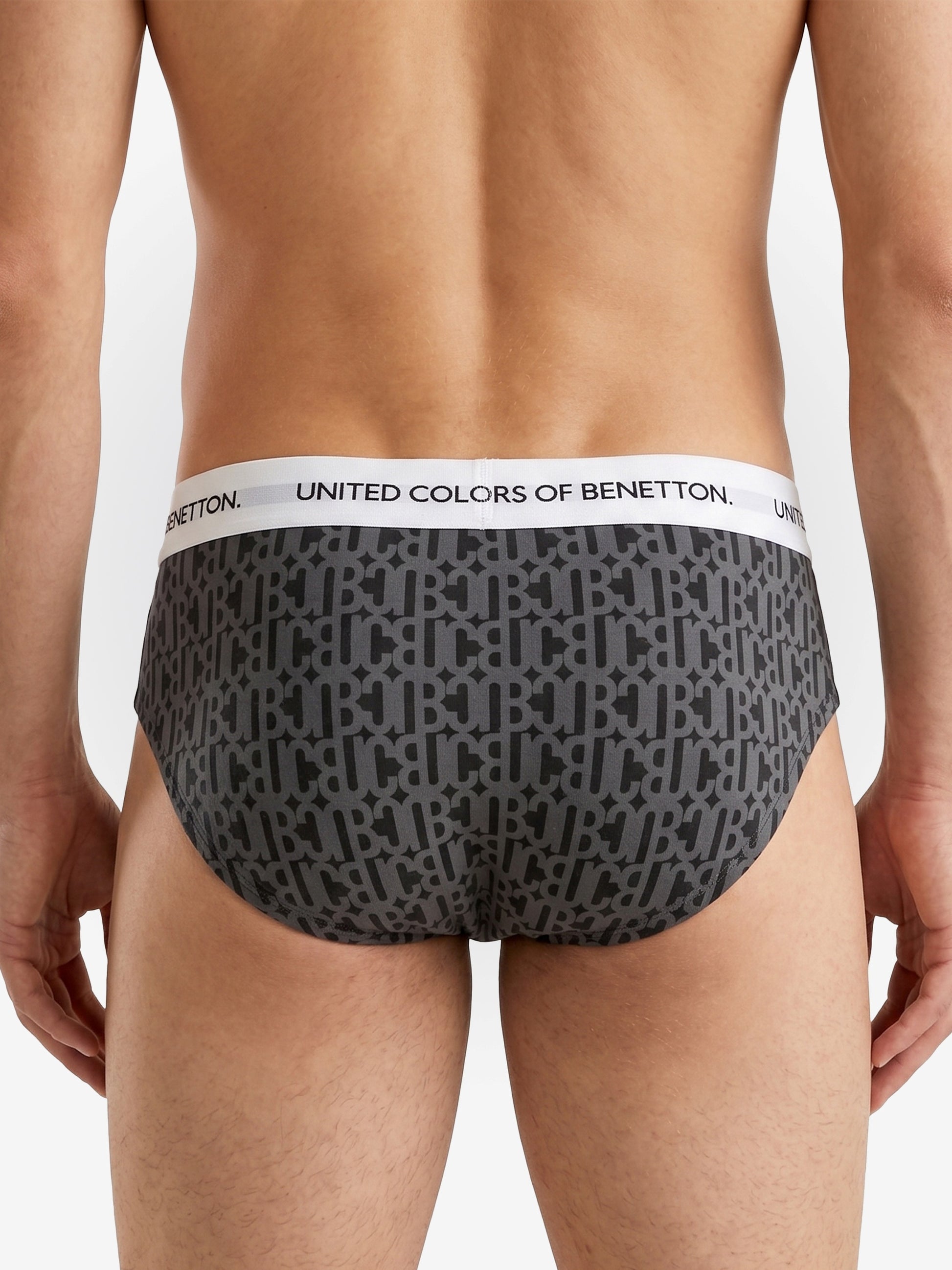 Benetton Men’s Cotton Elastane Brief 01C3096ula08i | Stretch Comfort Everyday Underwear Charcoal