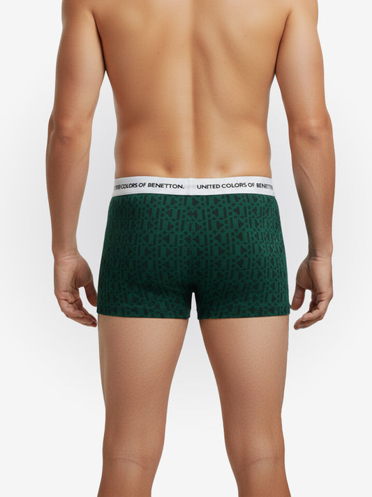 Benetton Men’s Cotton Elastane Trunk 01C3096ula09i | 93% Cotton 7% Elastane | Stretch Comfort Underwear Bottle Green
