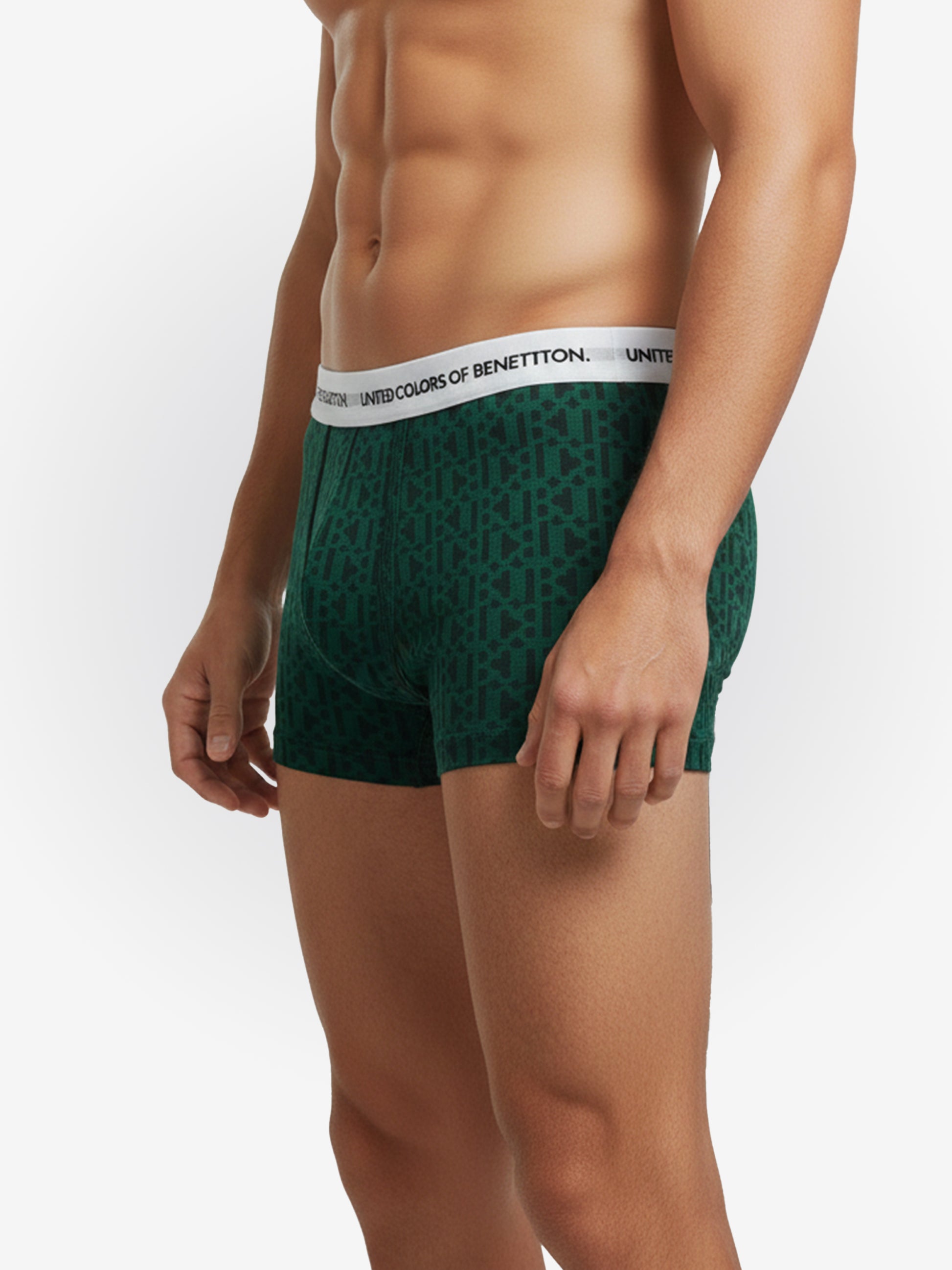 Benetton Men’s Cotton Elastane Trunk 01C3096ula09i | 93% Cotton 7% Elastane | Stretch Comfort Underwear Bottle Green
