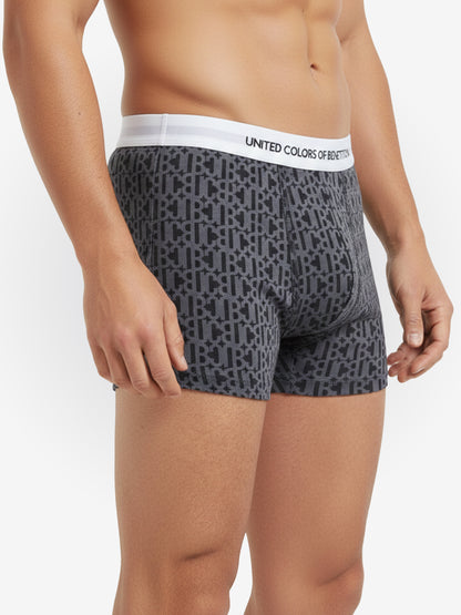 Benetton Men’s Cotton Elastane Trunk 01C3096ula09i | 93% Cotton 7% Elastane | Stretch Comfort Underwear Grey