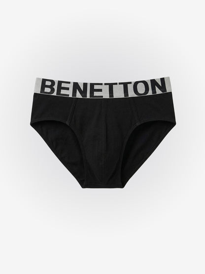 Benetton Men’s Supima Cotton Brief 01C3096ula10i | Ultra Soft Premium Everyday Underwear Black