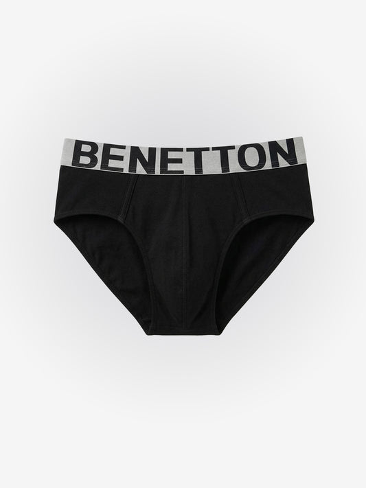 Benetton Men’s Supima Cotton Brief 01C3096ula10i | Ultra Soft Premium Everyday Underwear Black