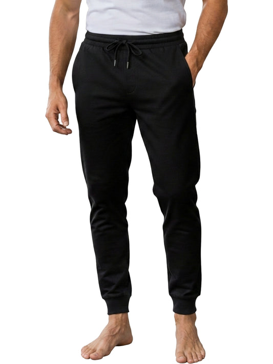Benetton Men’s 100% Cotton Joggers 01C3096ula18i | Soft Breathable Athleisure Track Pants Black