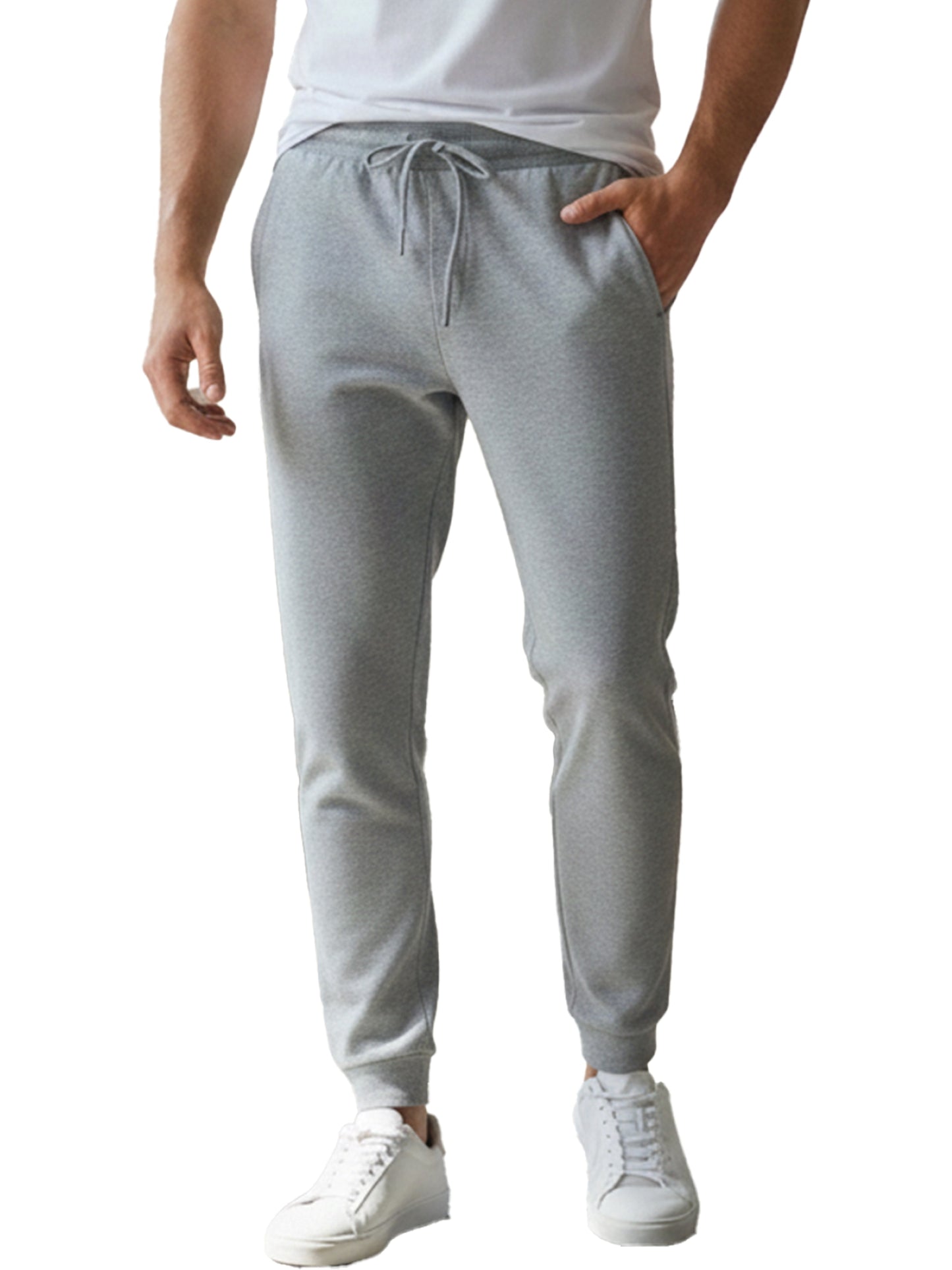 Benetton Men’s 100% Cotton Joggers 01C3096ula18i | Soft Breathable Athleisure Track Pants Grey Melange