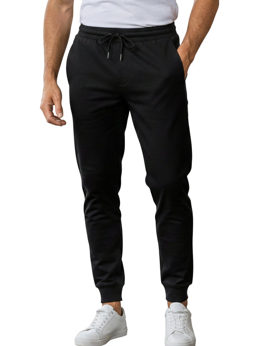 Benetton Men’s 100% Cotton Joggers 01C3096ula19i | Athleisure Track Pants | Soft Breathable Comfort Black