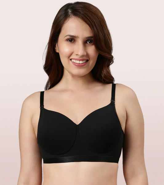 Enamor Padded Non Wired Cotton T-Shirt Bra|A165