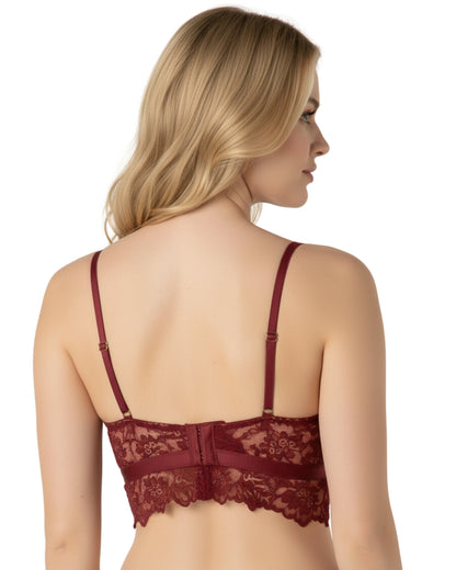 amante Femme Lace Bra | Lacy Padded Non-Wired Front Open Bralette for Women | BRA06001