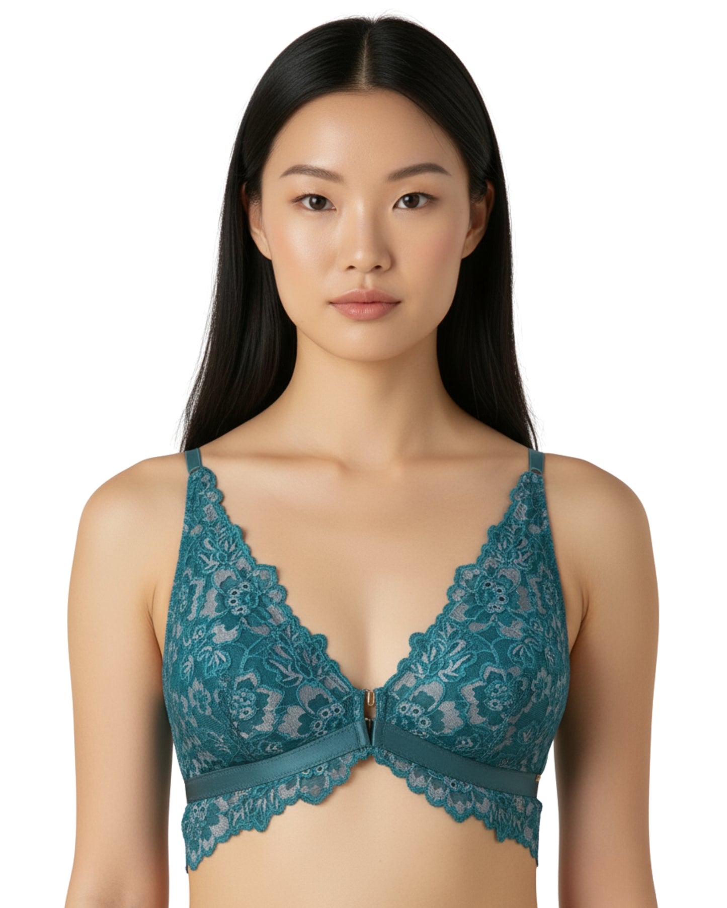 amante Femme Lace Bra | Lacy Padded Non-Wired Front Open Bralette for Women | BRA06001