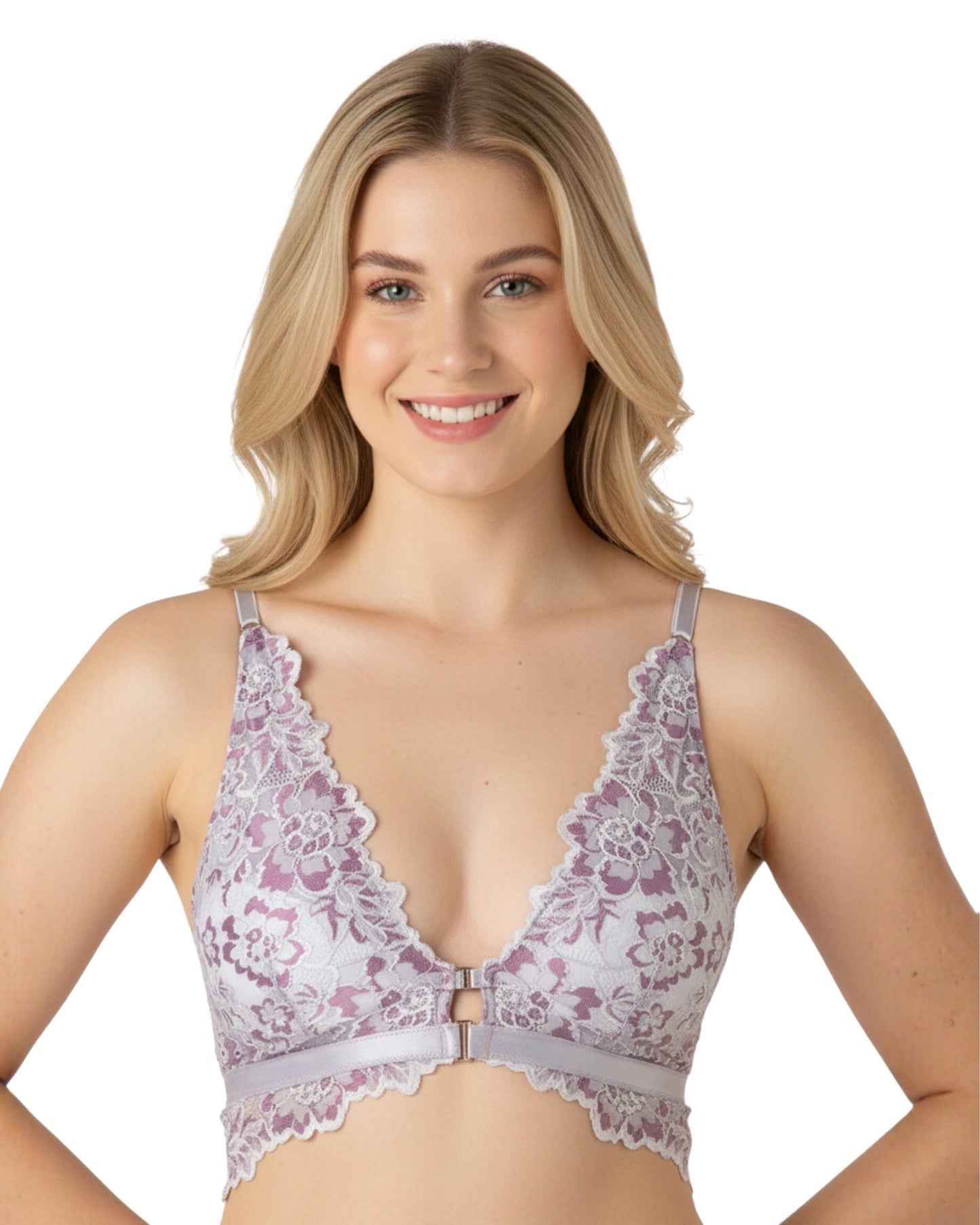 amante Femme Lace Bra | Lacy Padded Non-Wired Front Open Bralette for Women | BRA06001