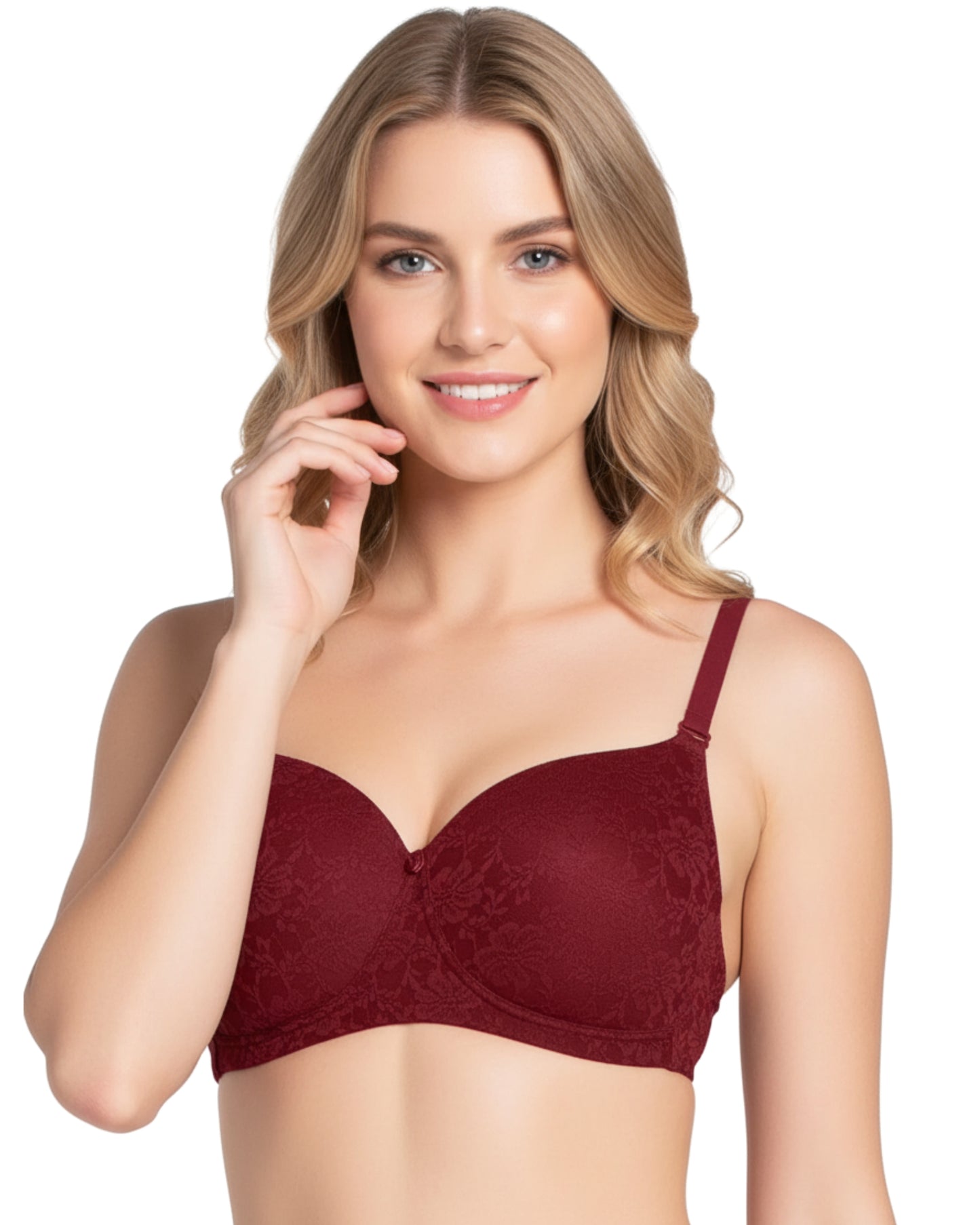 amante Lacy Padded Non-Wired Bra | Full Coverage Seamless T-Shirt Lace Bra | BRA10306