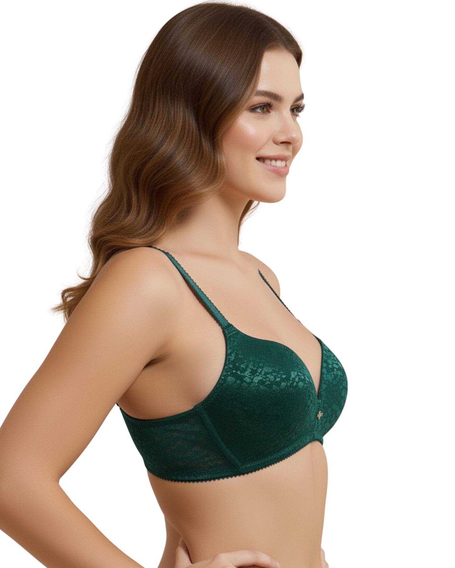 amante Allure Plunge Padded Non-Wired Bra | Jacquard Lace Plunge Bra | BRA111601