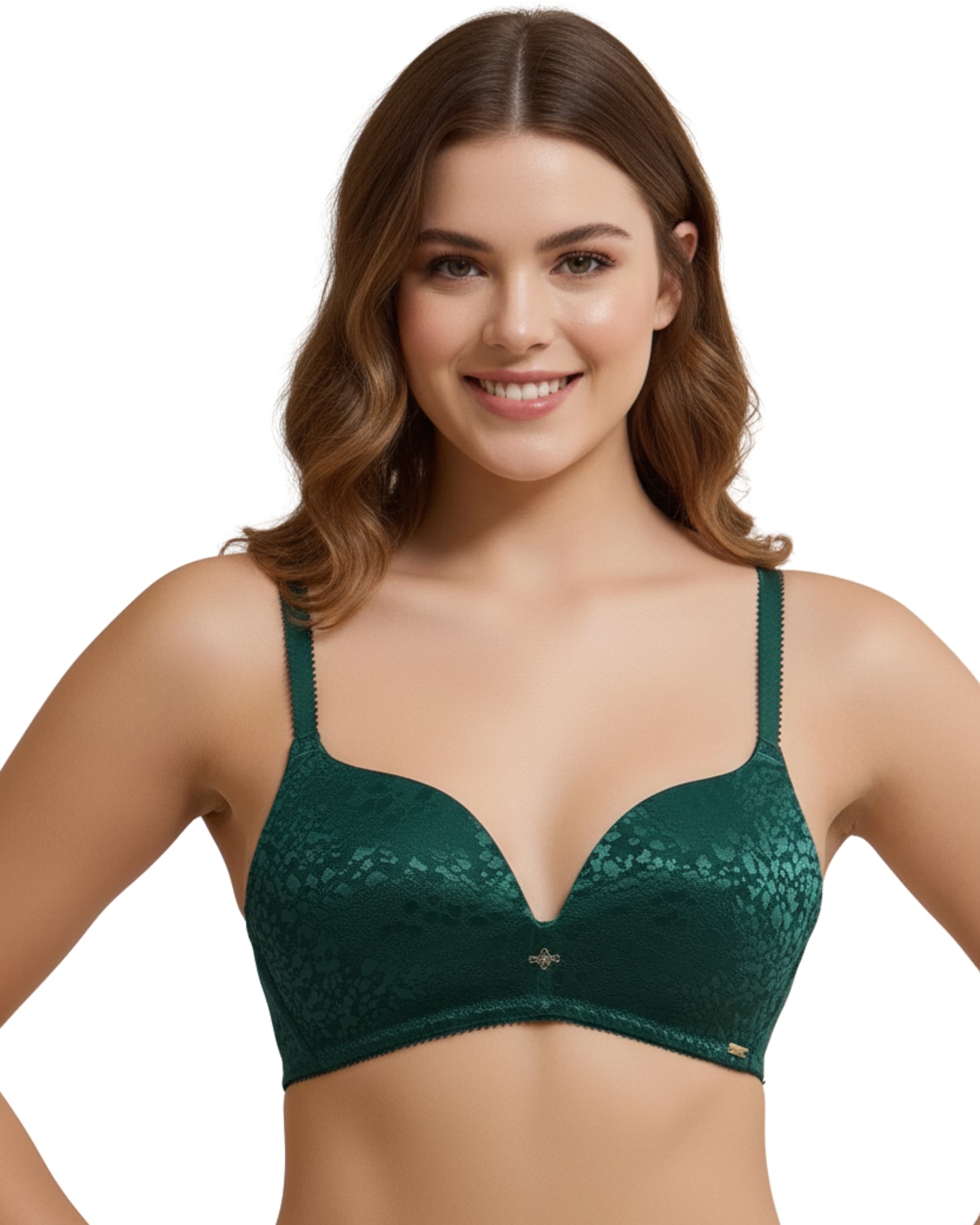 amante Allure Plunge Padded Non-Wired Bra | Jacquard Lace Plunge Bra | BRA111601