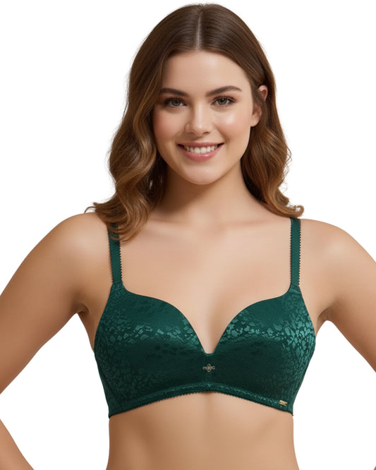 amante Allure Plunge Padded Non-Wired Bra | Jacquard Lace Plunge Bra | BRA111601