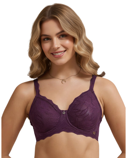 amante Lush Lace Lift Non-Padded Wired Bra | Full Coverage SoftFlex Lace Bra for Women | BRA112501