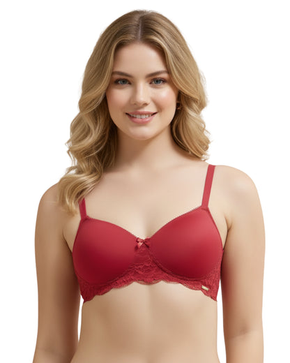 amante Lace Elegance Bra | Padded Non-Wired Lace & Microfiber Bra for Women | BRA87701