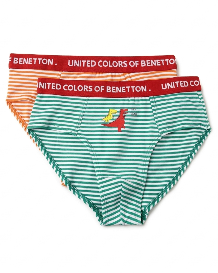 Benetton Boys Cotton Elastane Brief Pack of 3 23P3096ucb09i | 93% Cotton 7% Elastane Kids Underwear 902