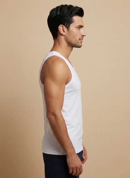 Benetton Men’s Cotton Vest 23P3ctncc15ai | 100% Cotton Classic Undershirt for Everyday Comfort 101