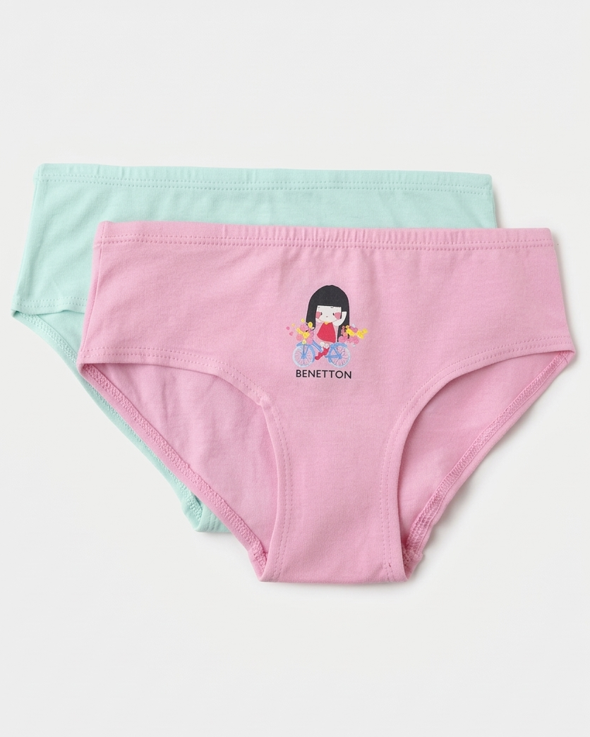 Benetton Girls Cotton Elastane Panty Pack 23P3096ucg02i | 93% Cotton 7% Elastane Kids Underwear 901